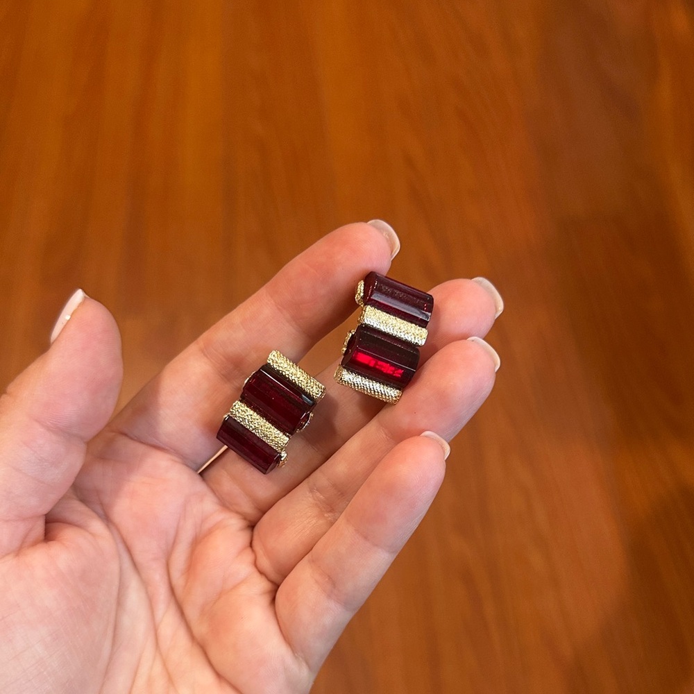 Elegant Red and Gold Earrings